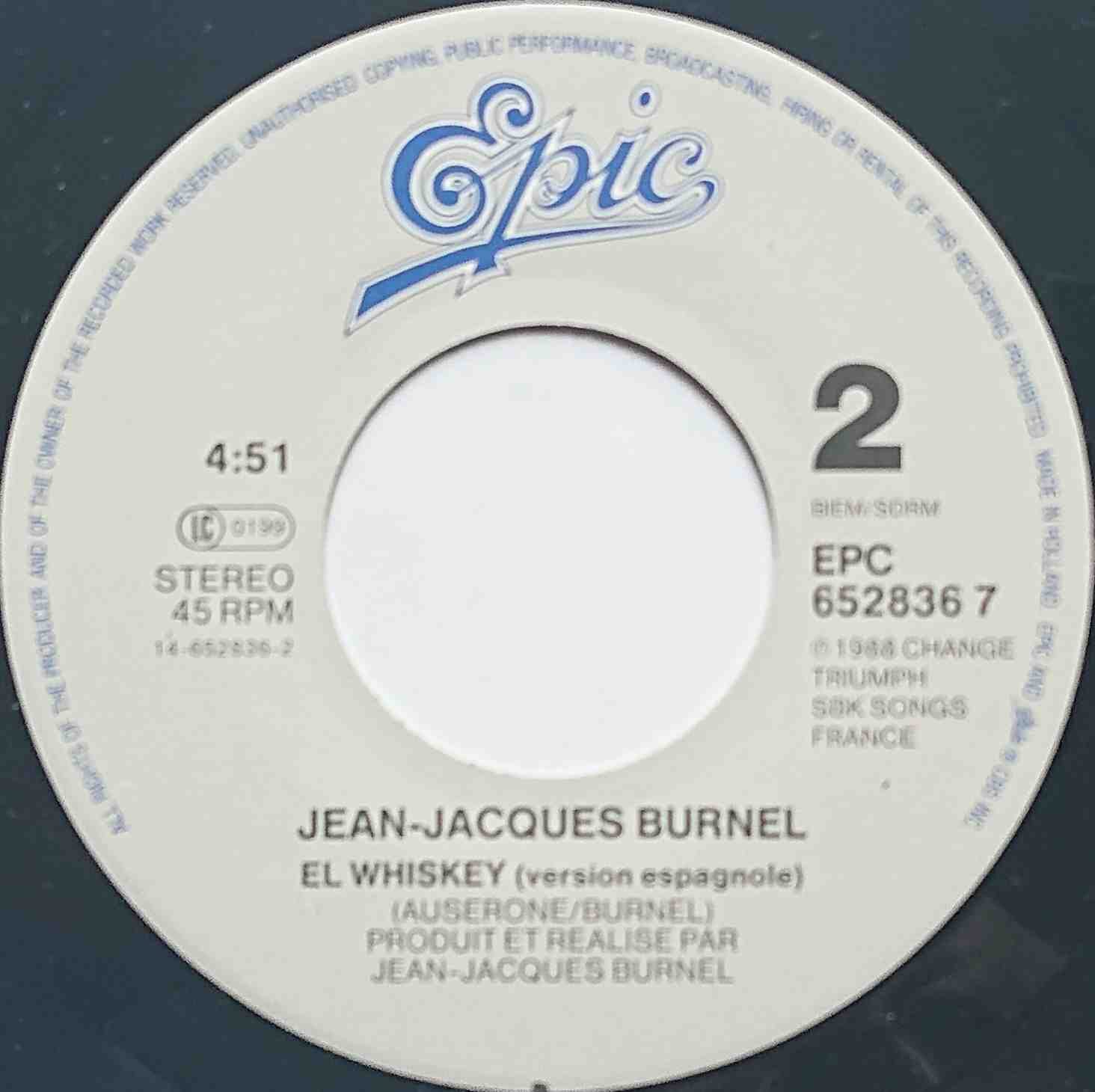 652836 7 Le whiskey - French import Jean Jacques Burnel from The Stranglers Label